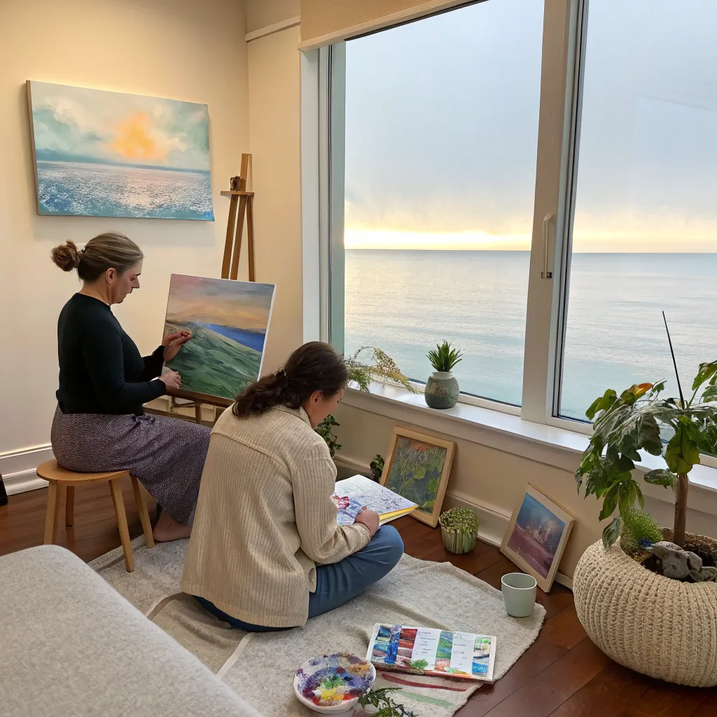 A soothing art therapy session in progress